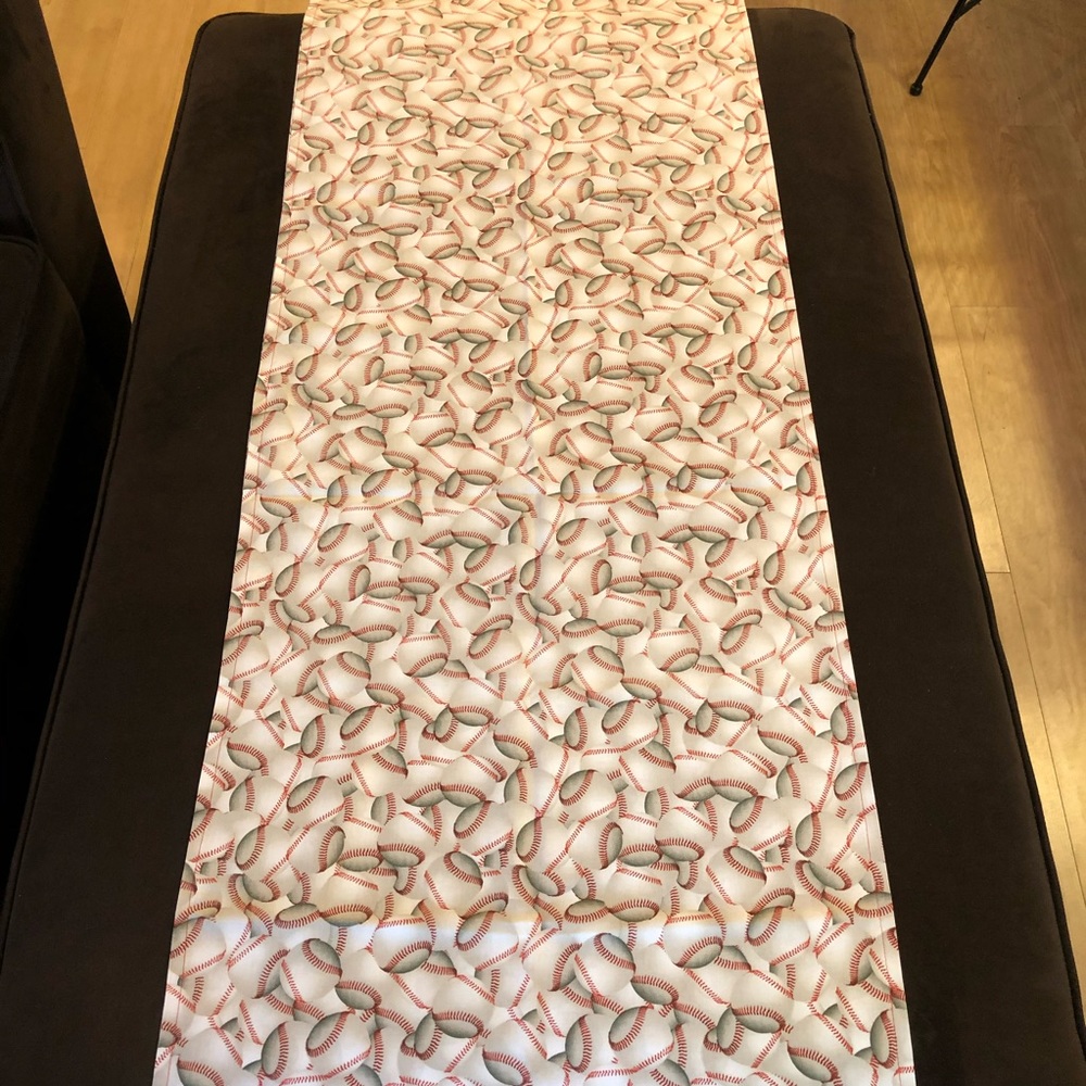 Baseball Print Custom Made Fabric Table Runner